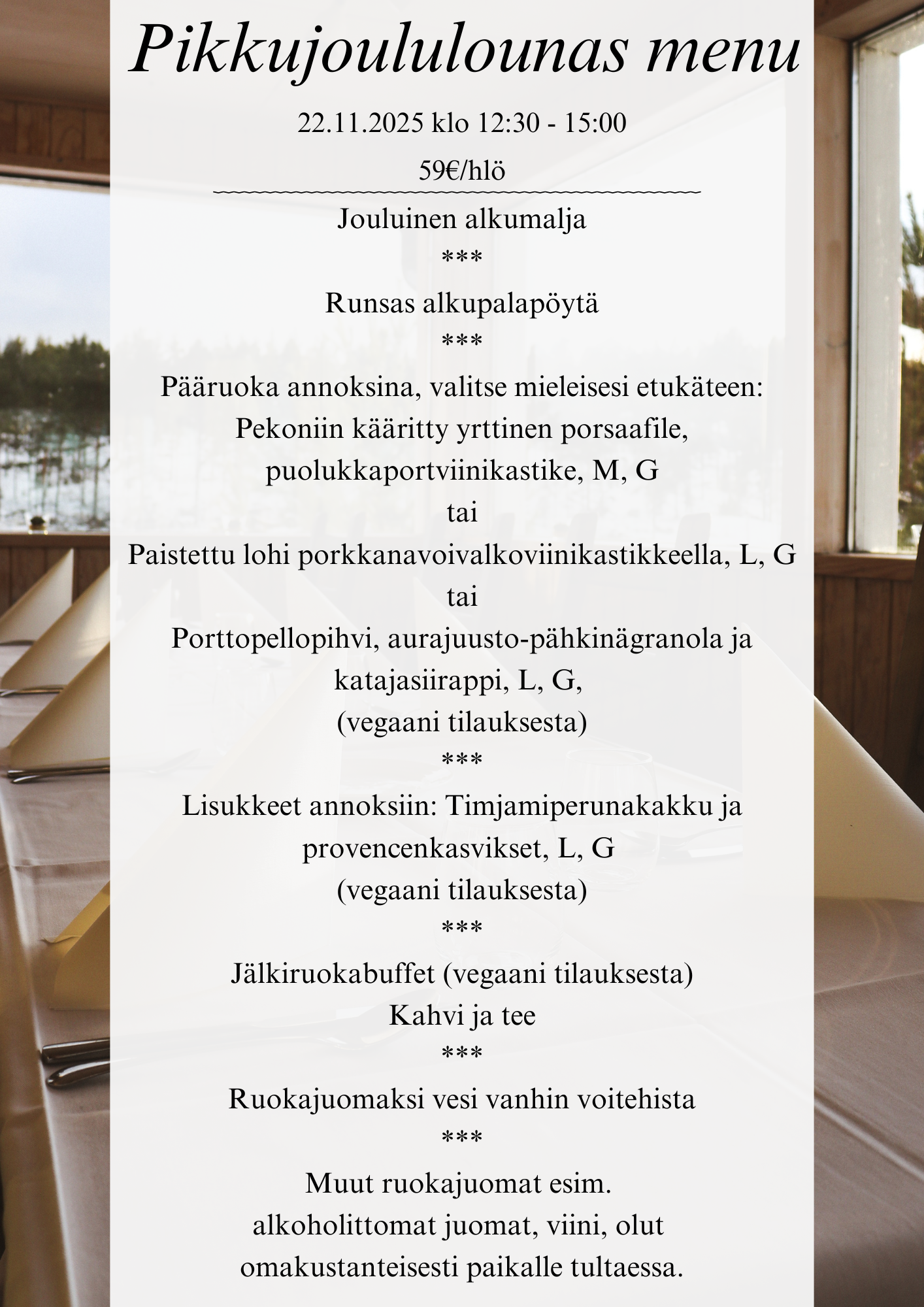 A4 Pikkujoululounaskonsertti menu